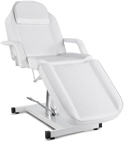 Artist hand Professional Hydraulic Tattoo Bed Swivel aesthetician Chair Adjustable Beauty Bed Esthetician Spa Bed for Eyelash Facial Bed Extensions Salon Equipment (White)