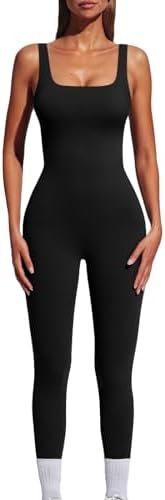 AUTOMET Womens One Piece Jumpsuits Sexy Bodysuits Workout Tummy Control Rompers Yoga Summer Bodycon Outfits